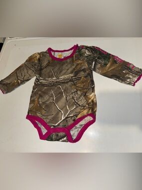 Carhartt Woodland Camo Baby Hoodie with Pink Accents